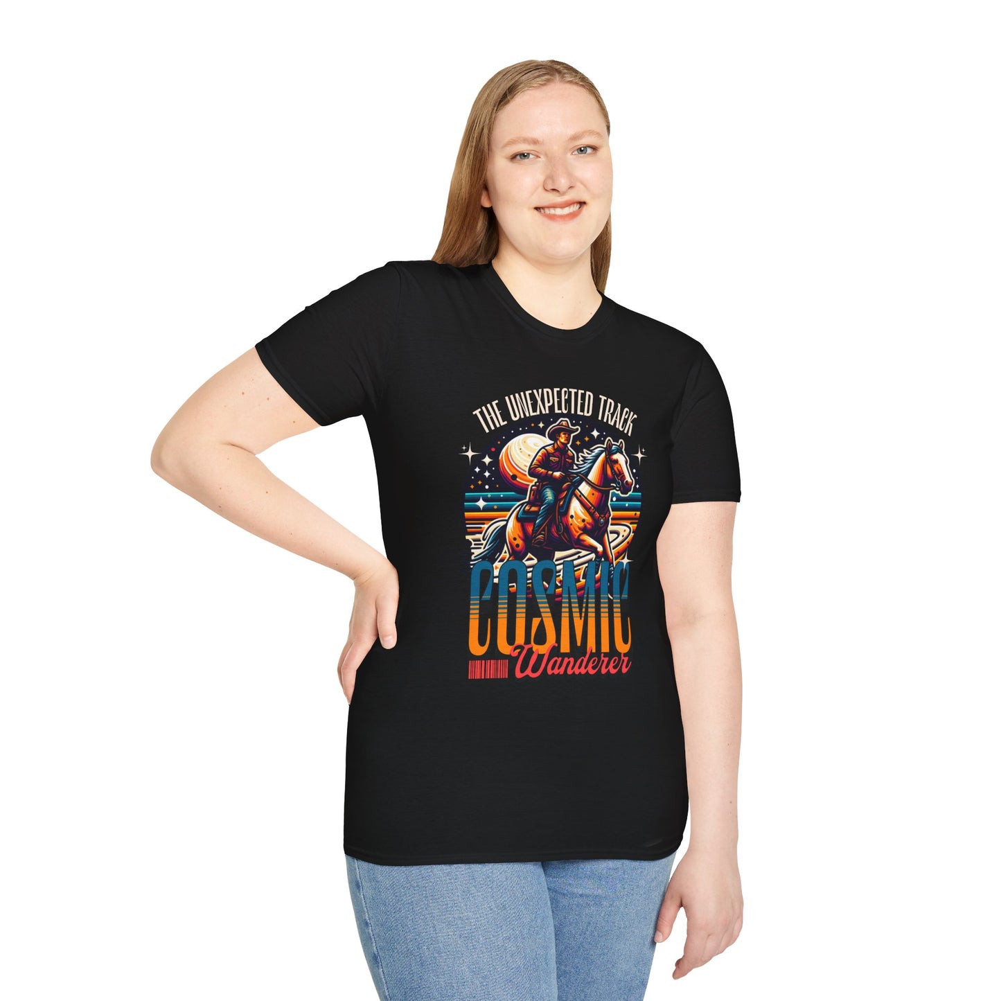 Cosmic Wanderer Unisex Streetwear T-Shirt | Cosmic Western Graphic T-Shirt | Wanderer Rebel Frequency
