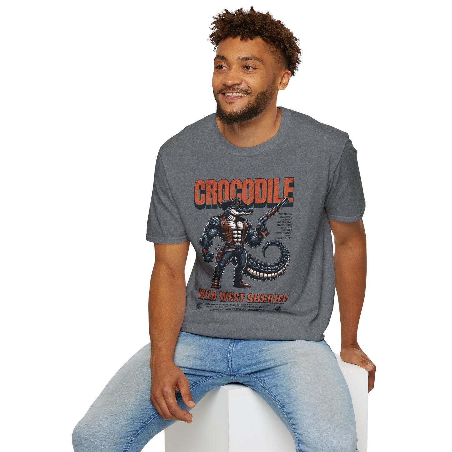 Crocodile Sheriff Unisex Streetwear T-Shirt | Wild West Sheriff Graphic T-Shirt | Crocodile Rebel Ffrequency