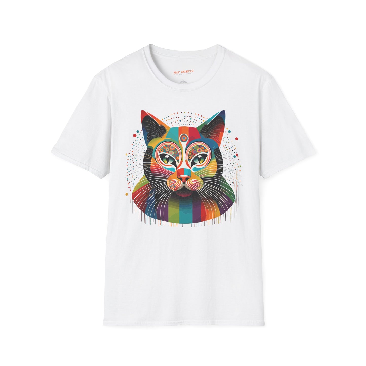 Psychedelic Rainbow Cat Unisex Streetwear T-Shirt | Cat Rebel Frequency
