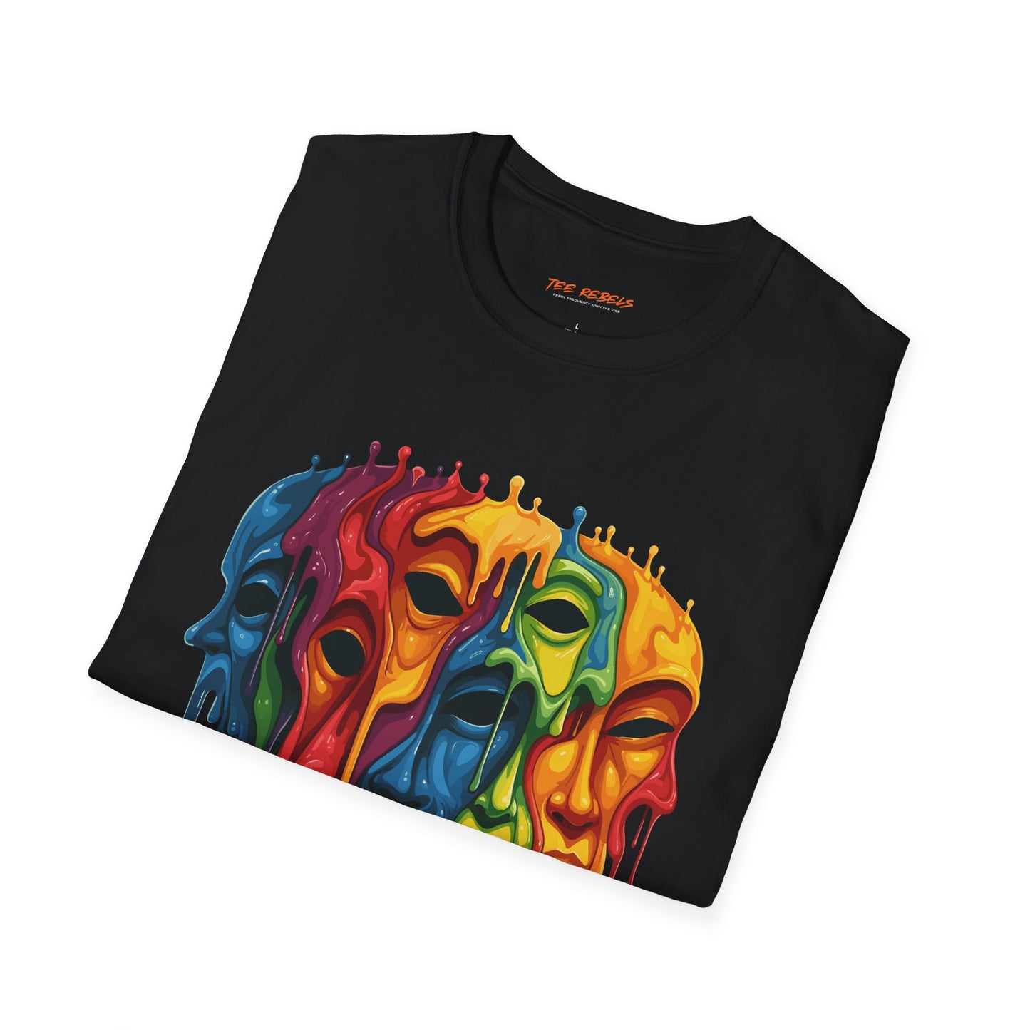 Colorful Artistic Face T-Shirt, Unisex Art Tee, Drippin Faces Art, Molten Faces