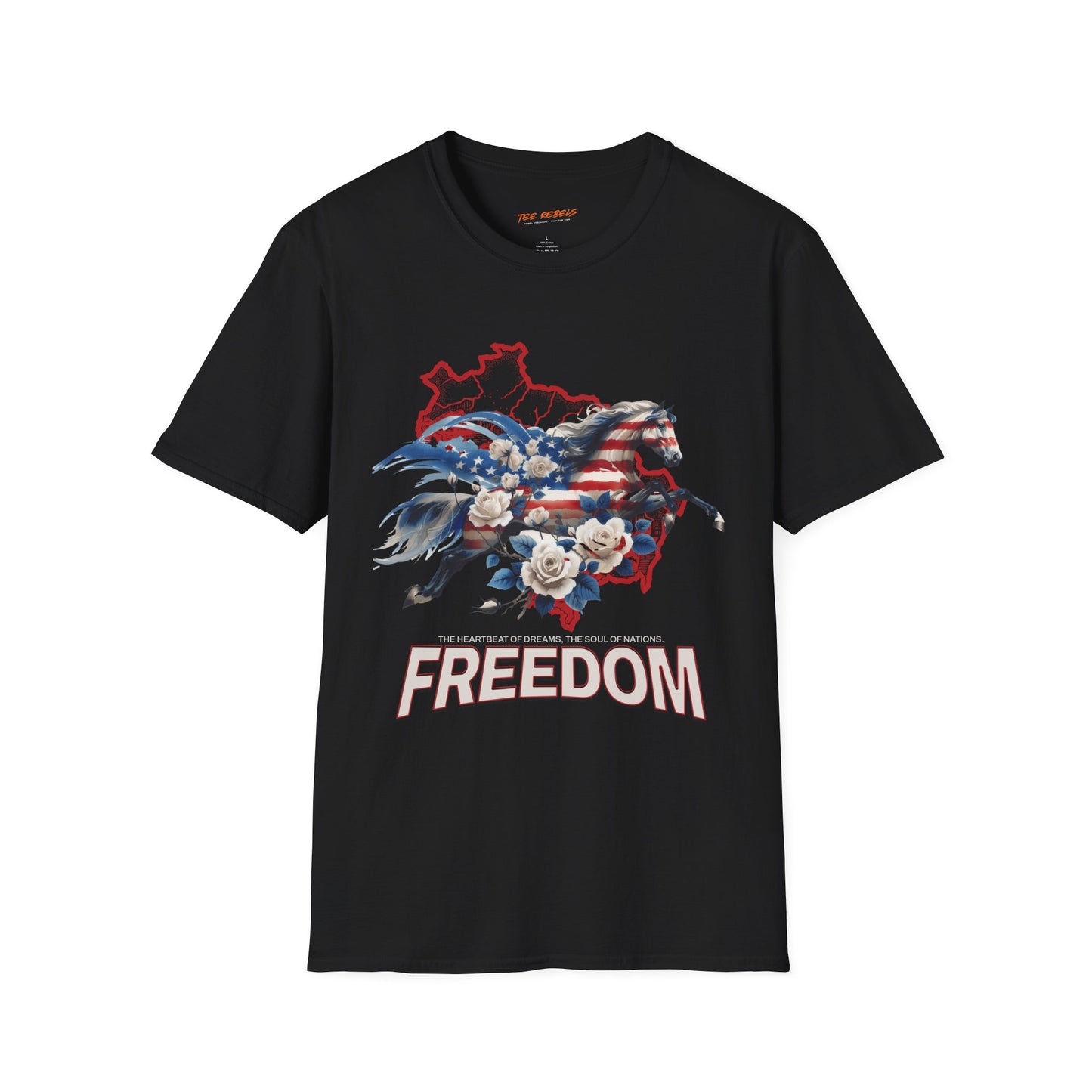 Freedom Horse USA Unisex Streetwear T-Shirt | American Graphic T-Shirt | Freedom Rebel Frequency