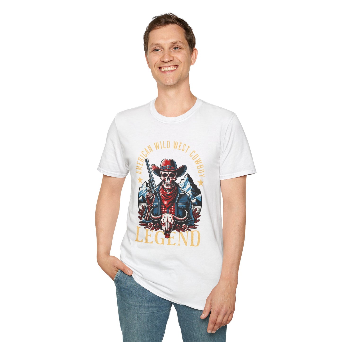American Wild West Cowboy Legend Unisex Streetwear T-Shirt | American Cowboy Graphic T-Shirt | Cowboy Rebel Frequency