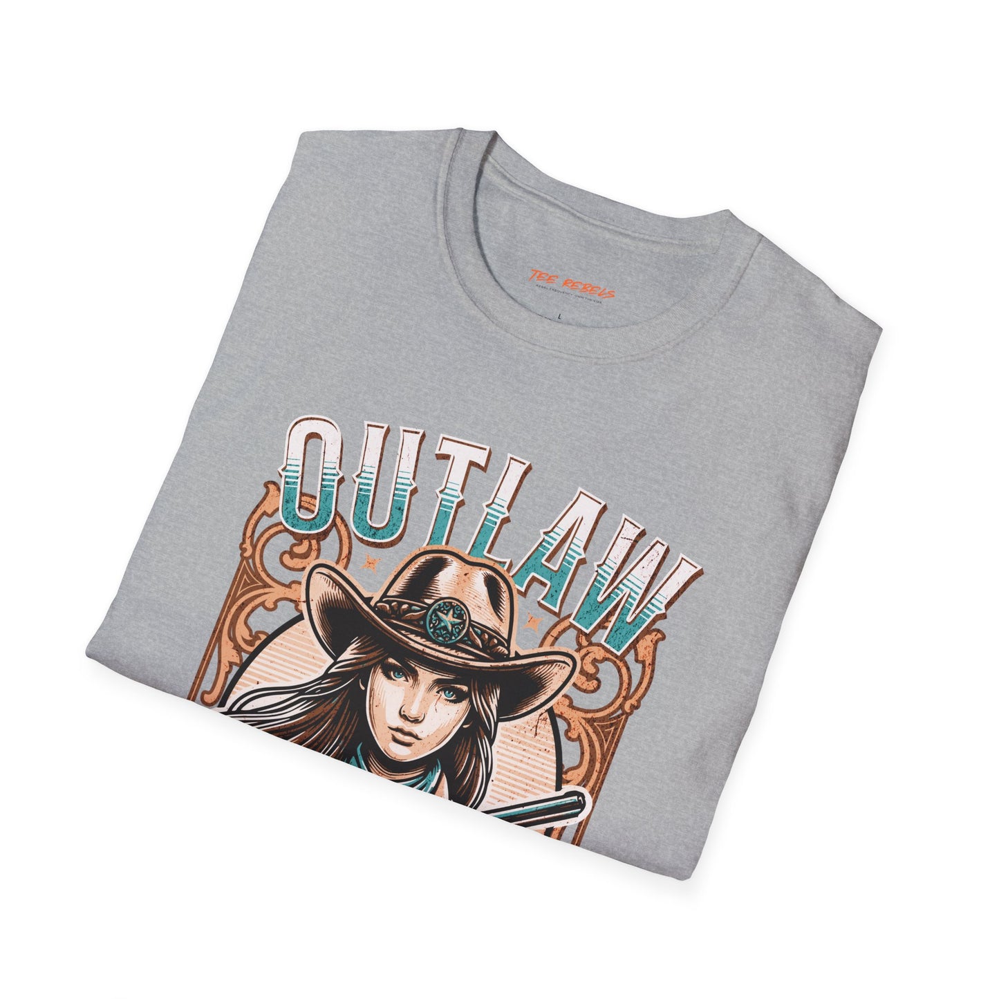 Outlaw Cowgirl Unisex Streetwear T-Shirt | Wild West Graphic T-Shirt | Western Graphic T-Shirt | Cowgirl Rebel Frequency