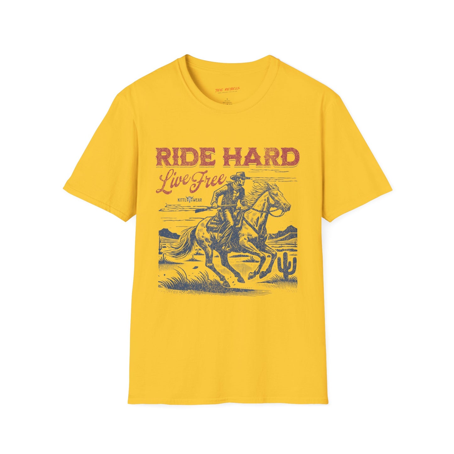 Ride Hard Live Free Unisex Streetwear T-Shirt | American Cowboy Graphic T-Shirt | Cowboy Rebel Frequency