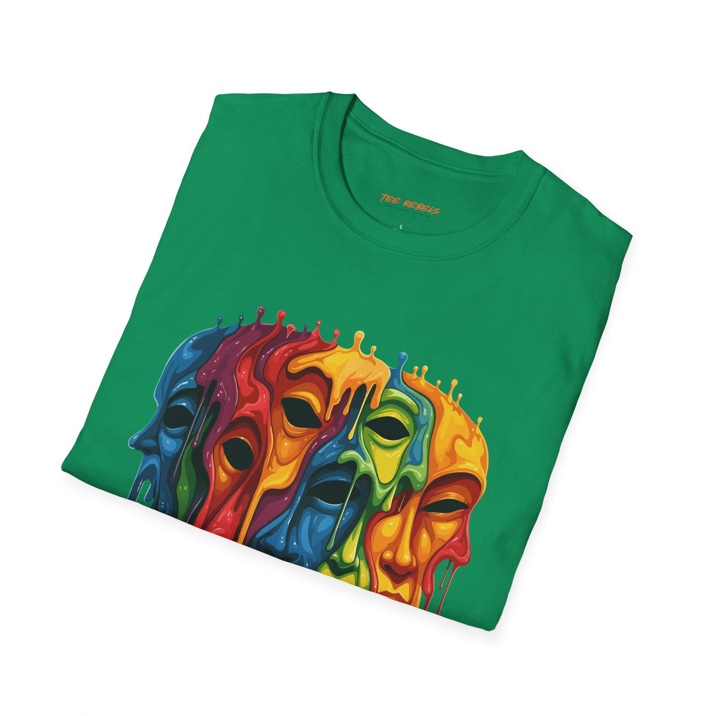 Colorful Artistic Face T-Shirt, Unisex Art Tee, Drippin Faces Art, Molten Faces