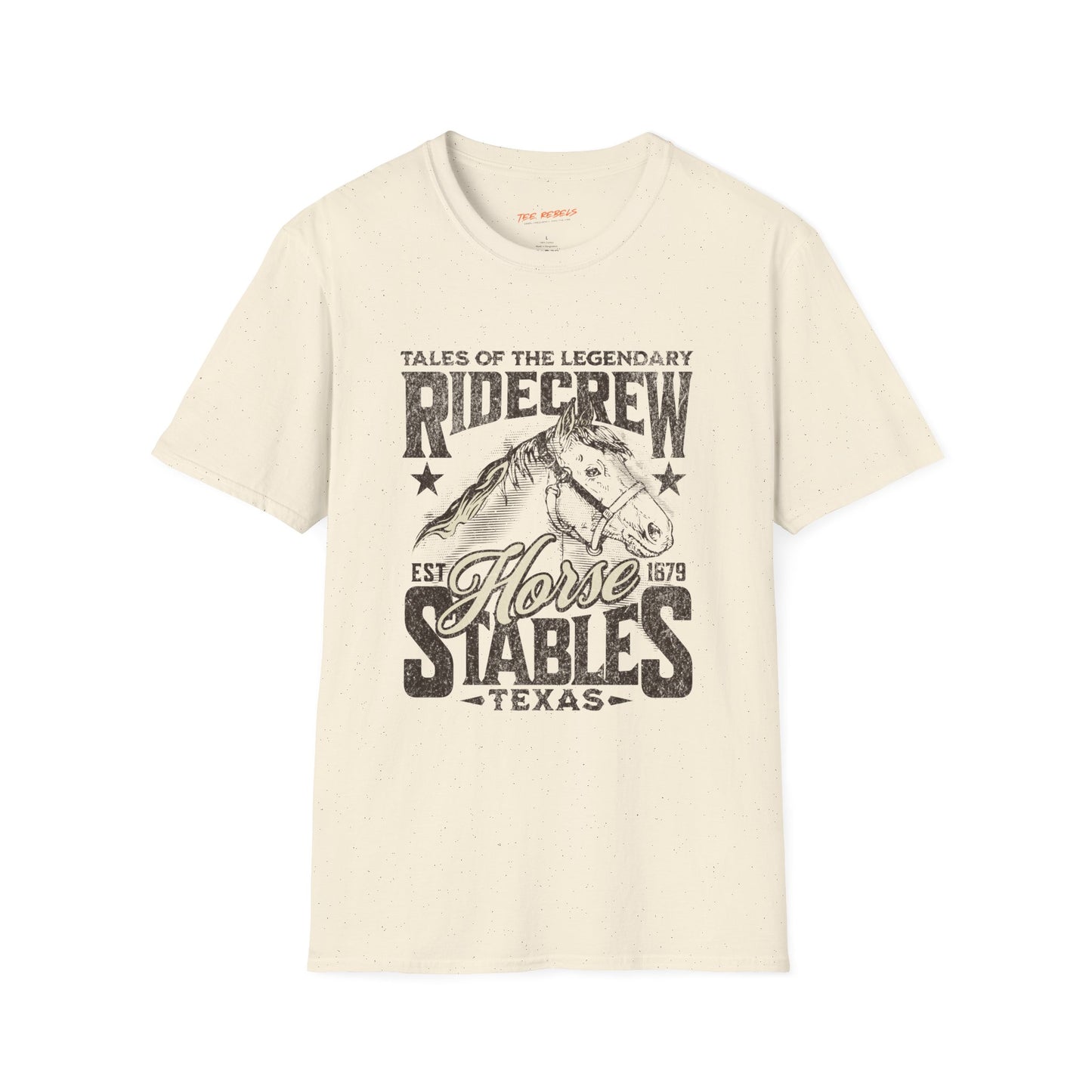 Ridecrew Stables Texas Unisex Streetwear T-Shirt | Horse Graphic T-Shirt | Horse Rebel Frequency