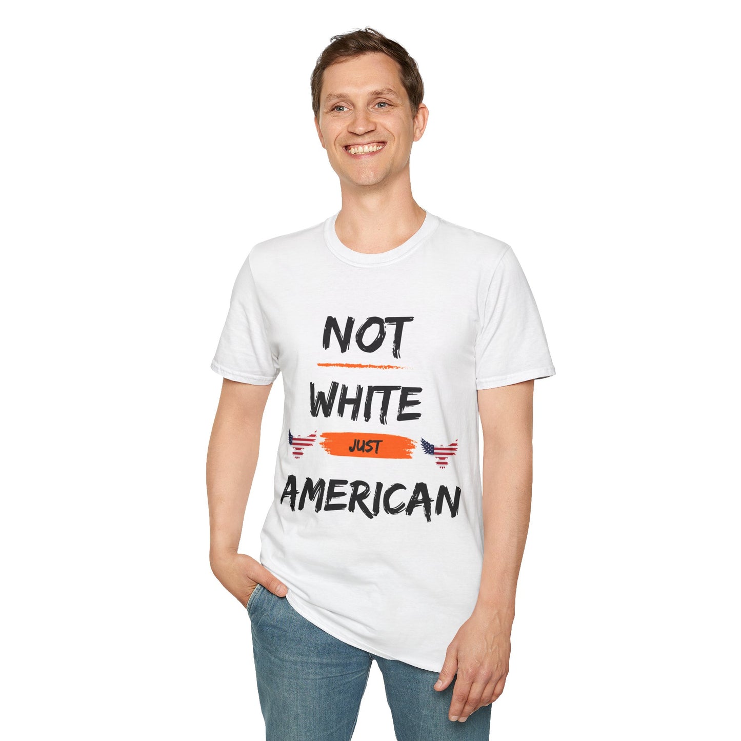 Not White Just American Unisex Softstyle T-Shirt | Identity Rebel Frequency