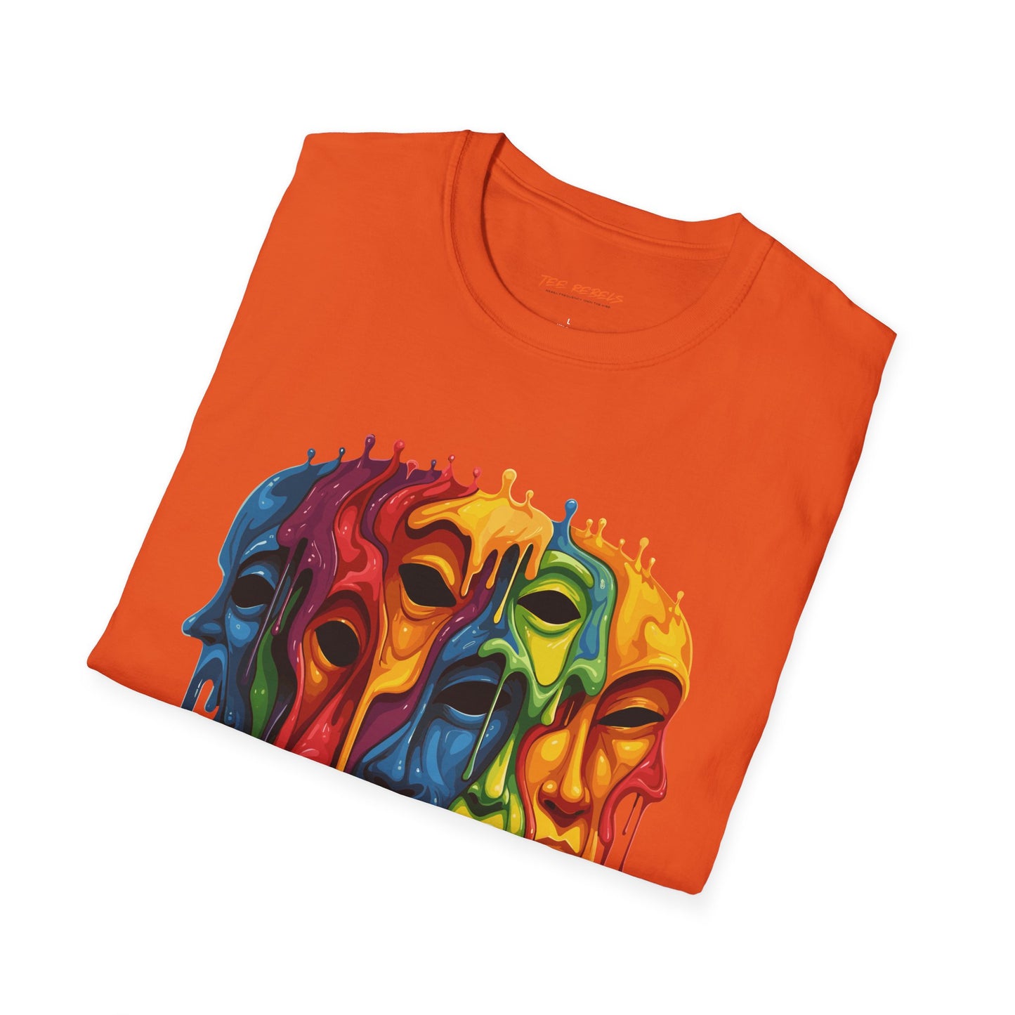 Colorful Artistic Face T-Shirt, Unisex Art Tee, Drippin Faces Art, Molten Faces