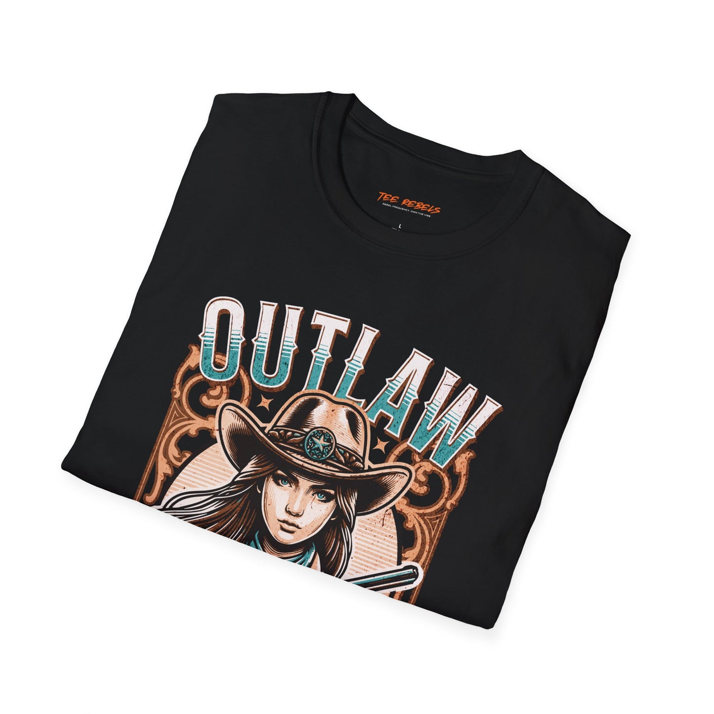 Outlaw Cowgirl Unisex Streetwear T-Shirt | Wild West Graphic T-Shirt | Western Graphic T-Shirt | Cowgirl Rebel Frequency