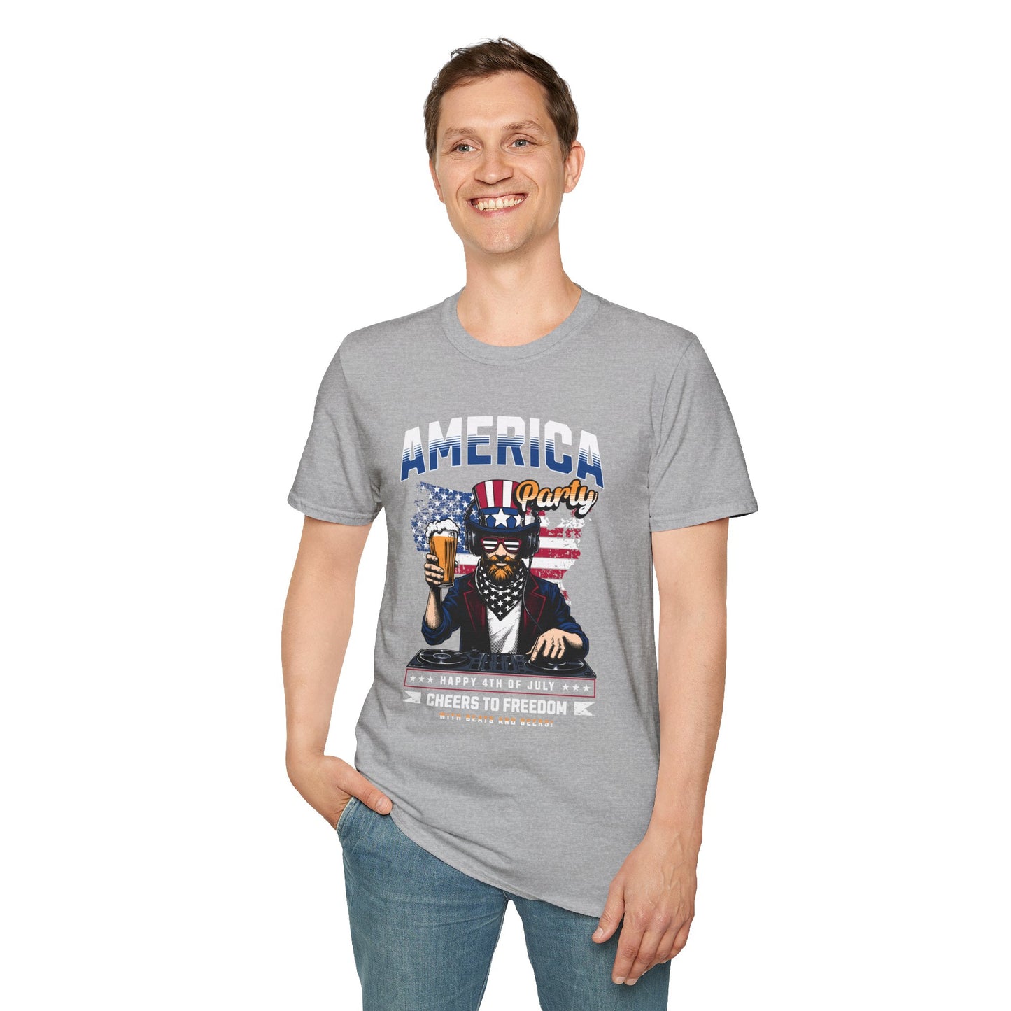 American DJ Party Unisex Streetwear T-Shirt | Graphic Design American Tee | DJ Rebel Frequency