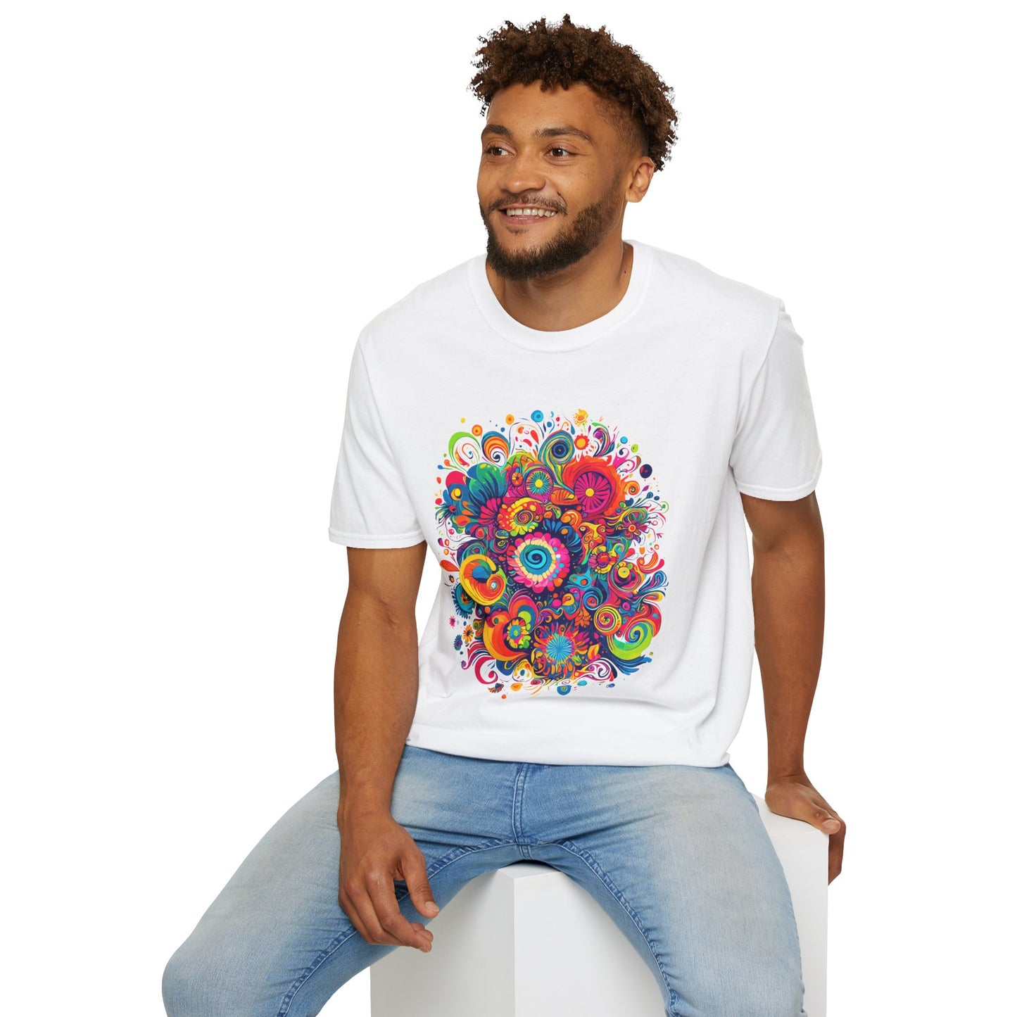 Psychedelic Swirl Unisex Softstyle T-Shirt | Swirl Rebel Frequency