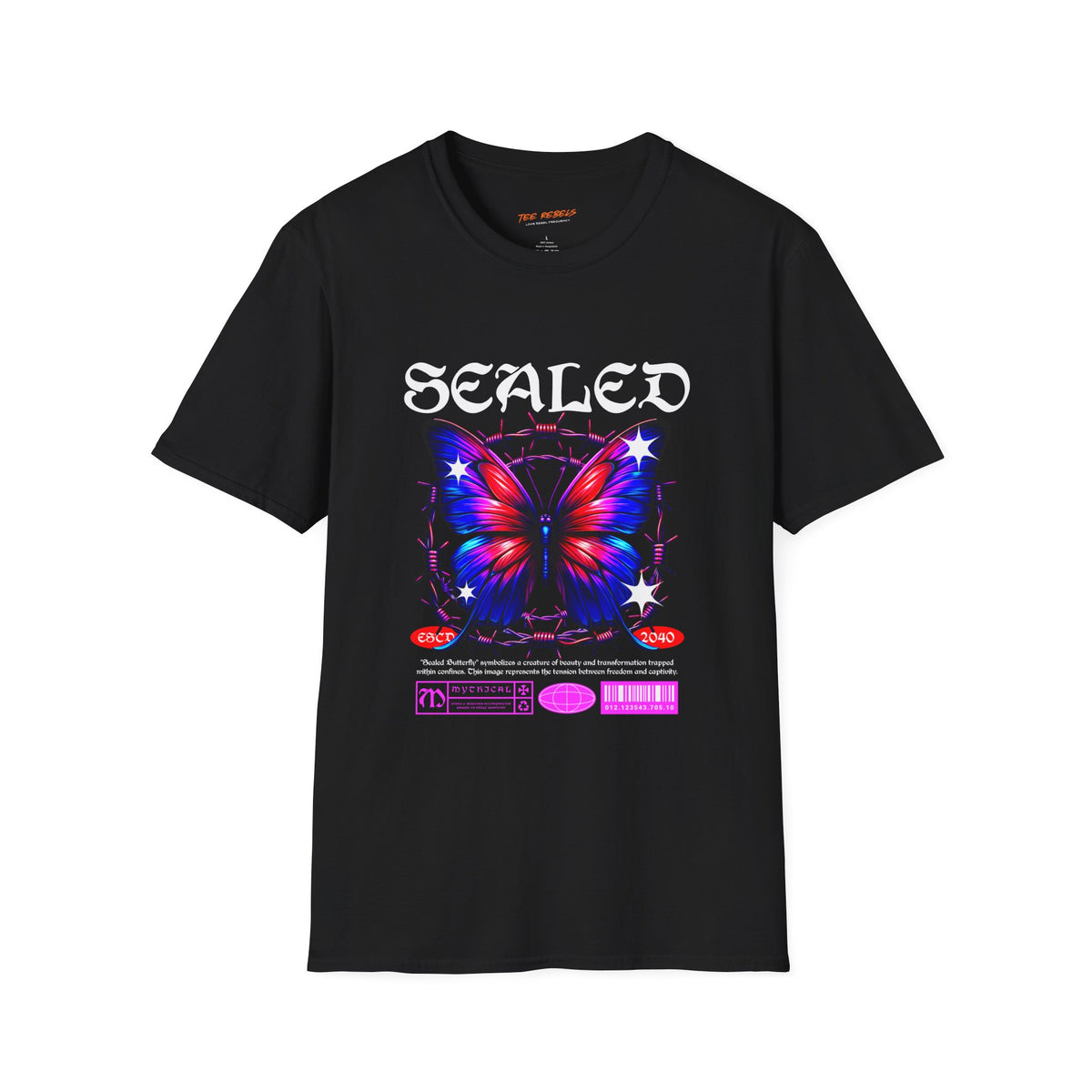 Sealed Butterfly Spread Love Rose Graphic T-Shirt