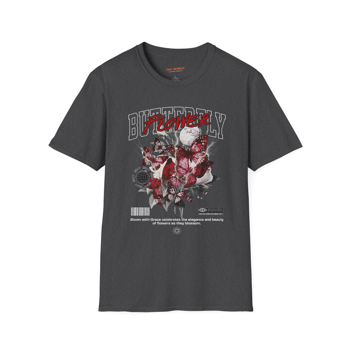 Butterfly Flower — Spread Love Rose Graphic T-Shirt