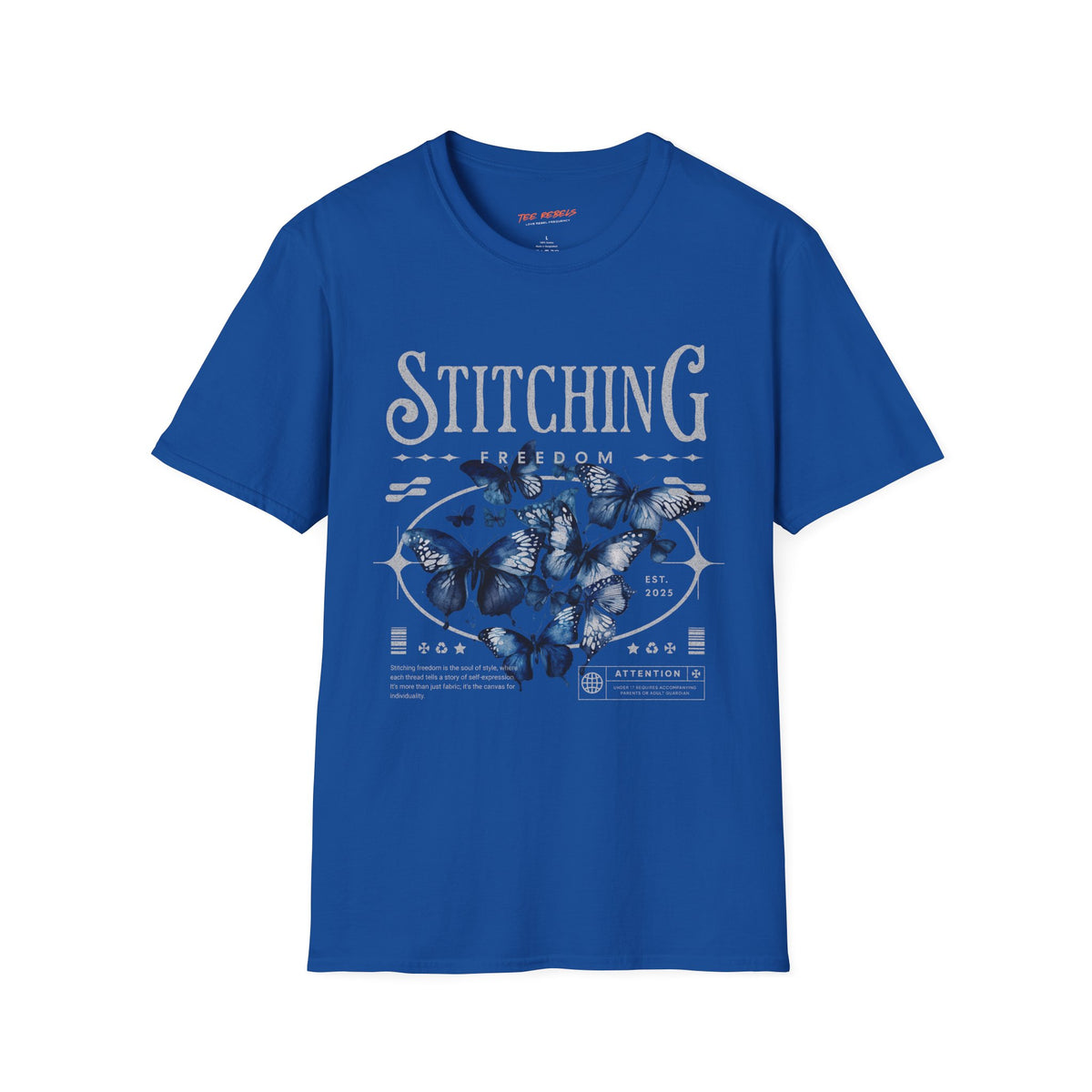 Stitching Butterfly Spread Love Rose Graphic T-Shirt
