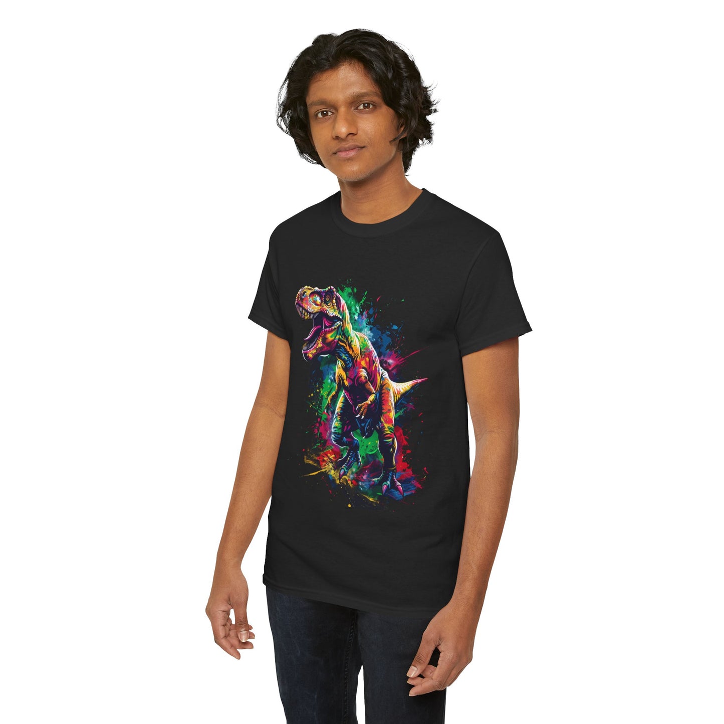 Colorful T-Rex Unisex Heavy Cotton Tee | T-Rex Rebel Frequency