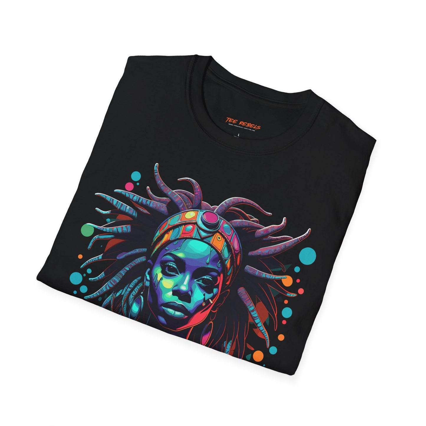 Psychedelic Afrocentric Lady Unisex Softstyle T-Shirt | Afro Rebel Frequency