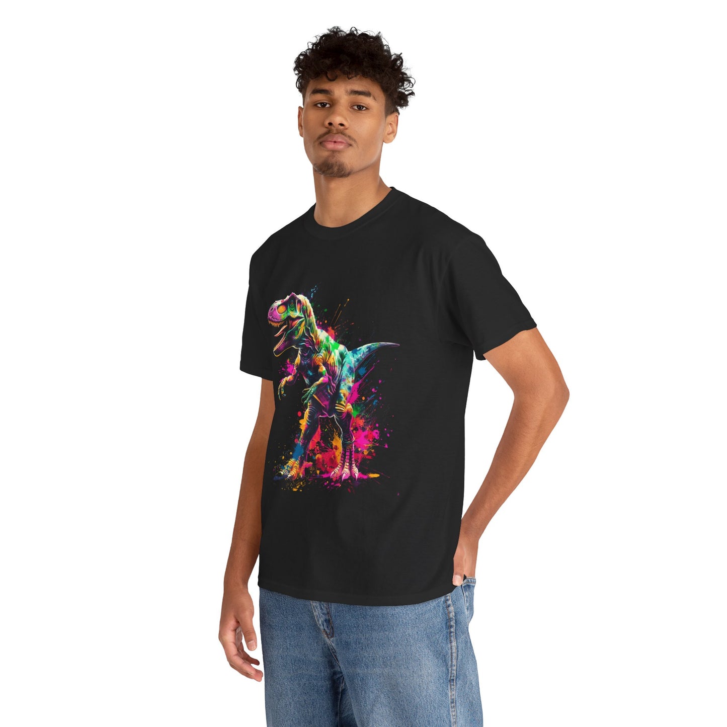 Dinosaur T-Rex Graphic Unisex Heavy Cotton Tee | T-Rex Rebel Frequency