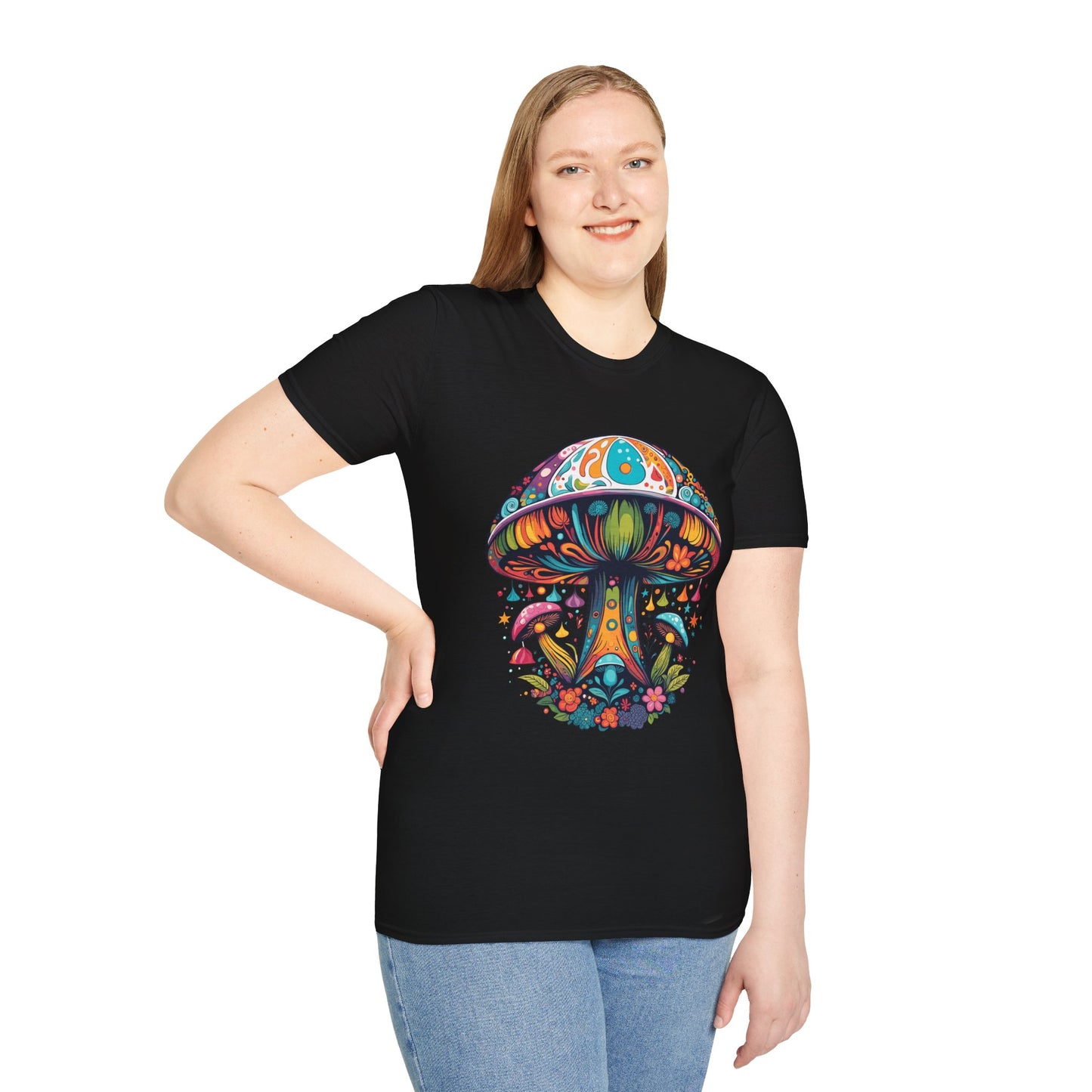 Psychedelic Mushroom Unisex Softstyle T-Shirt | Mush Rebel Frequency