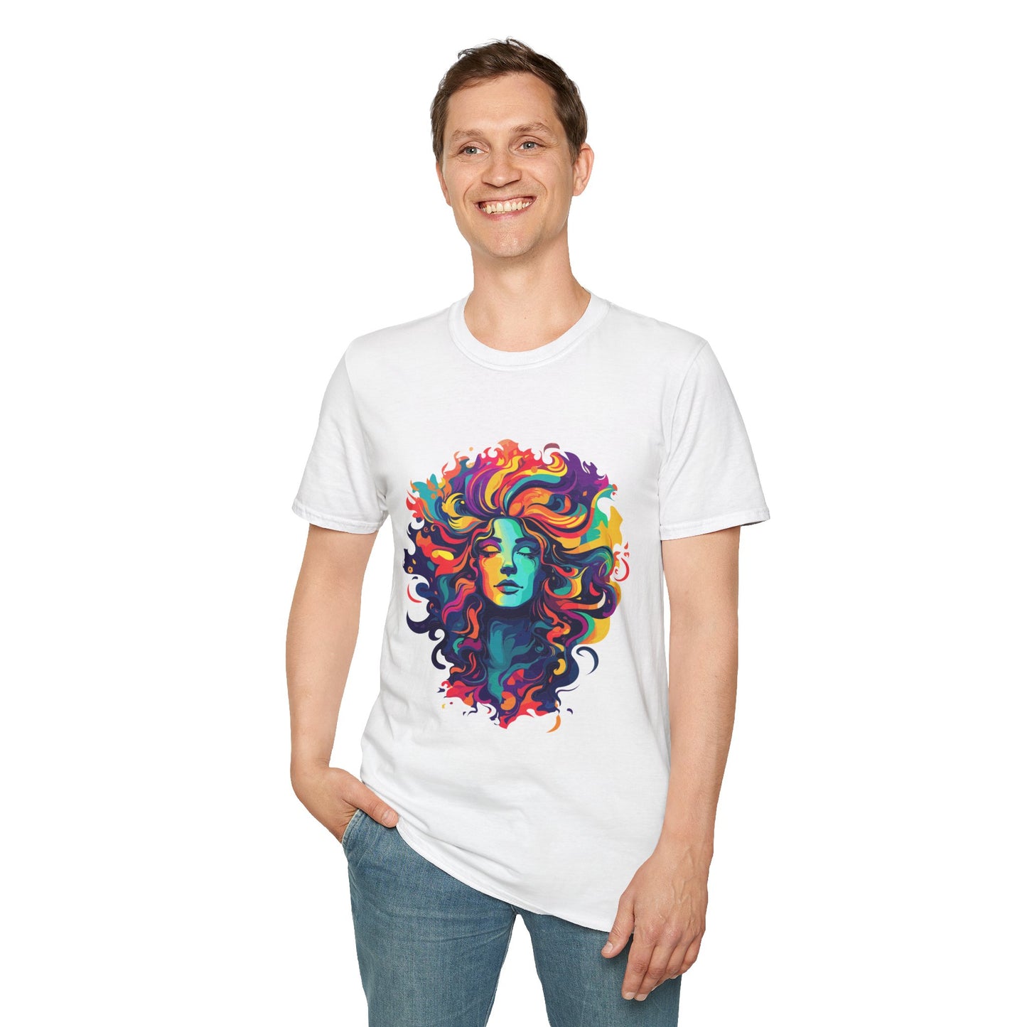 Psychedelic Bohemian Goddess Unisex Softstyle T-Shirt | Bohemian Rebel Frequency