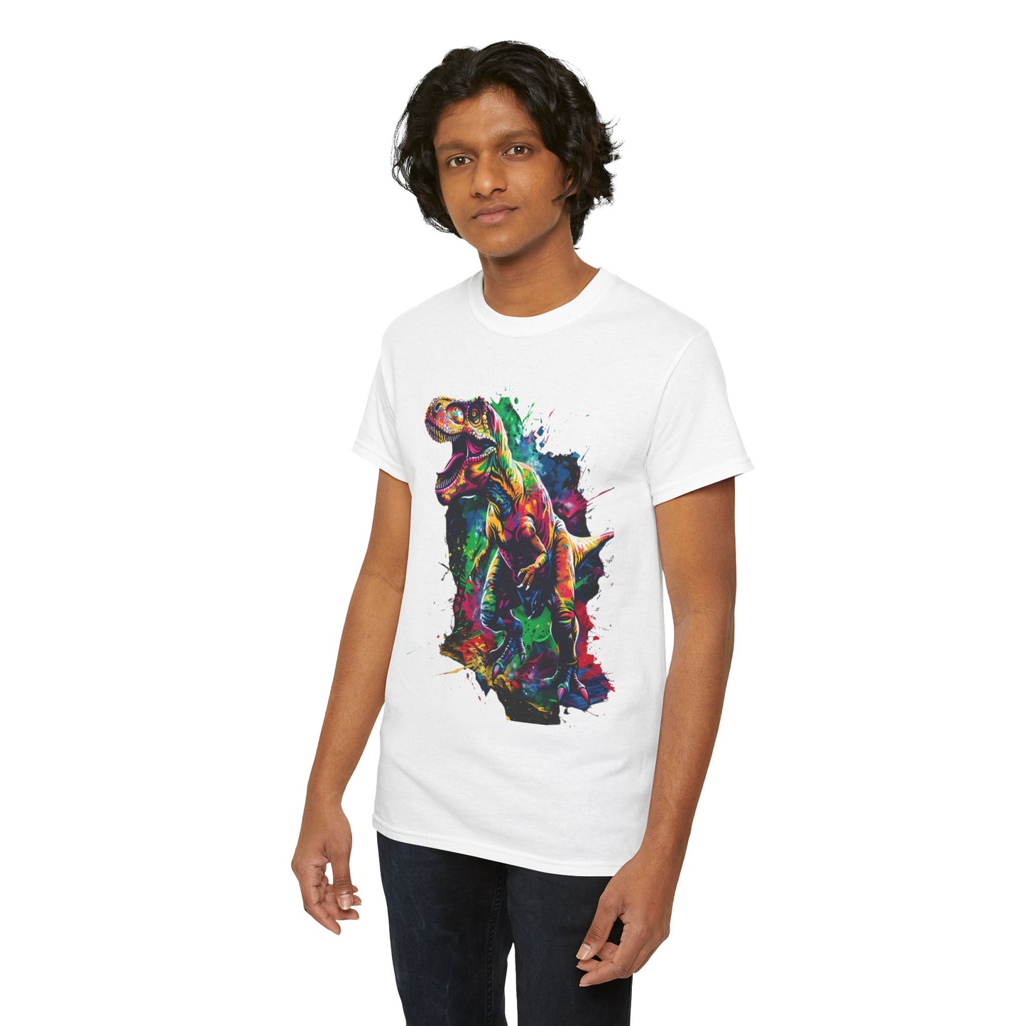 Colorful T-Rex Unisex Heavy Cotton Tee | T-Rex Rebel Frequency