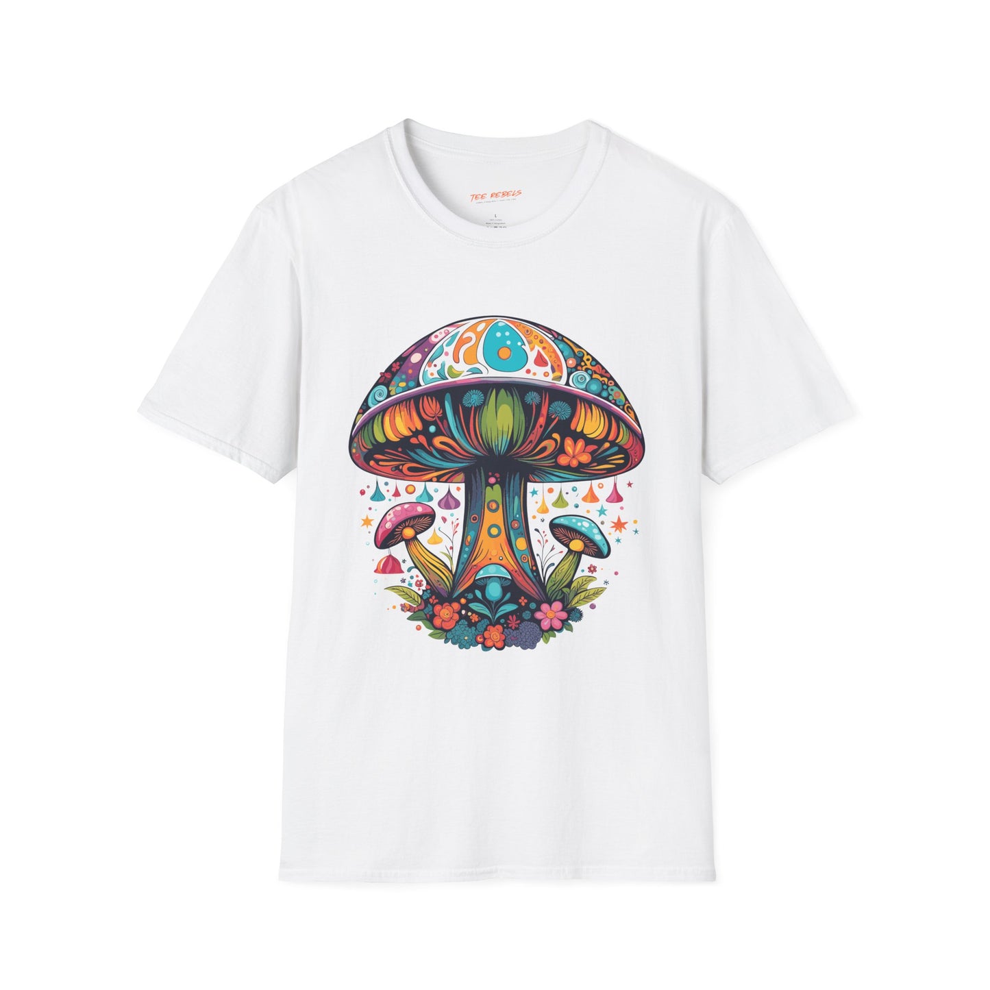 Psychedelic Mushroom Unisex Softstyle T-Shirt | Mush Rebel Frequency