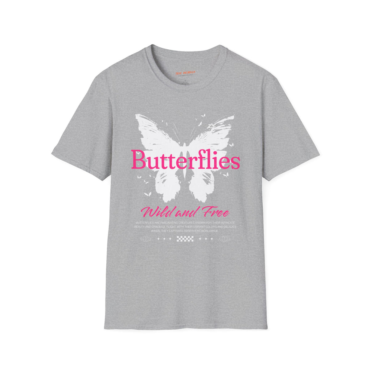 Butterflies “Wild and Free” T‑Shirt — Spread Love Rose Graphic Tee