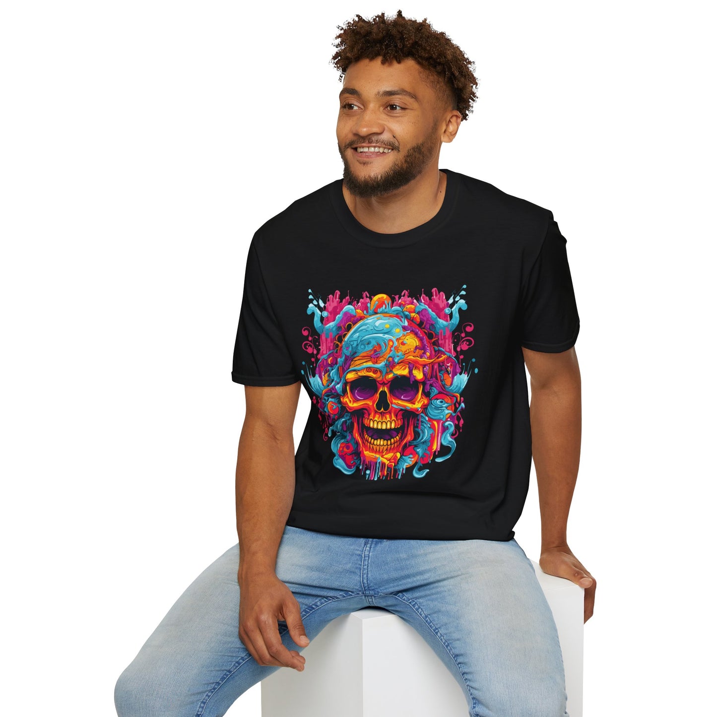 Psychedelic Skull Swarm Unisex T-Shirt | Skull Rebel Frequency
