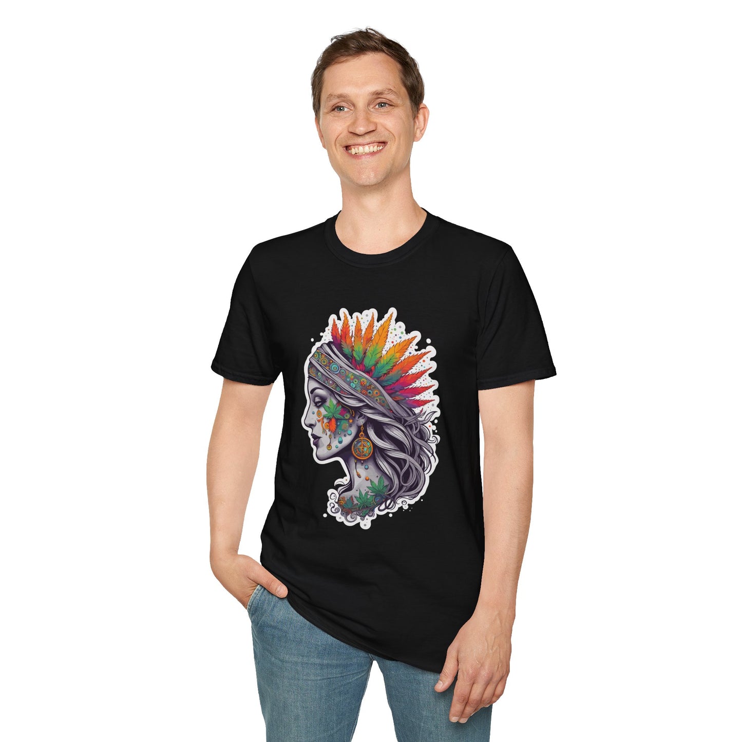 Bohemian Psychedelic Dream Lady Unisex Softstyle T-Shirt | Bohemian Rebel Frequency