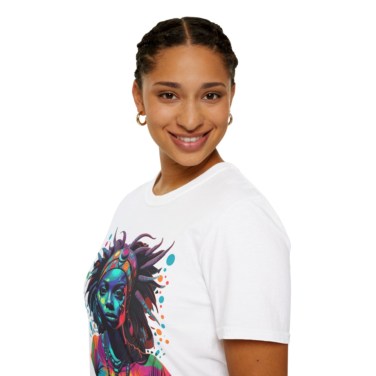 Psychedelic Afrocentric Lady Unisex Softstyle T-Shirt | Afro Rebel Frequency