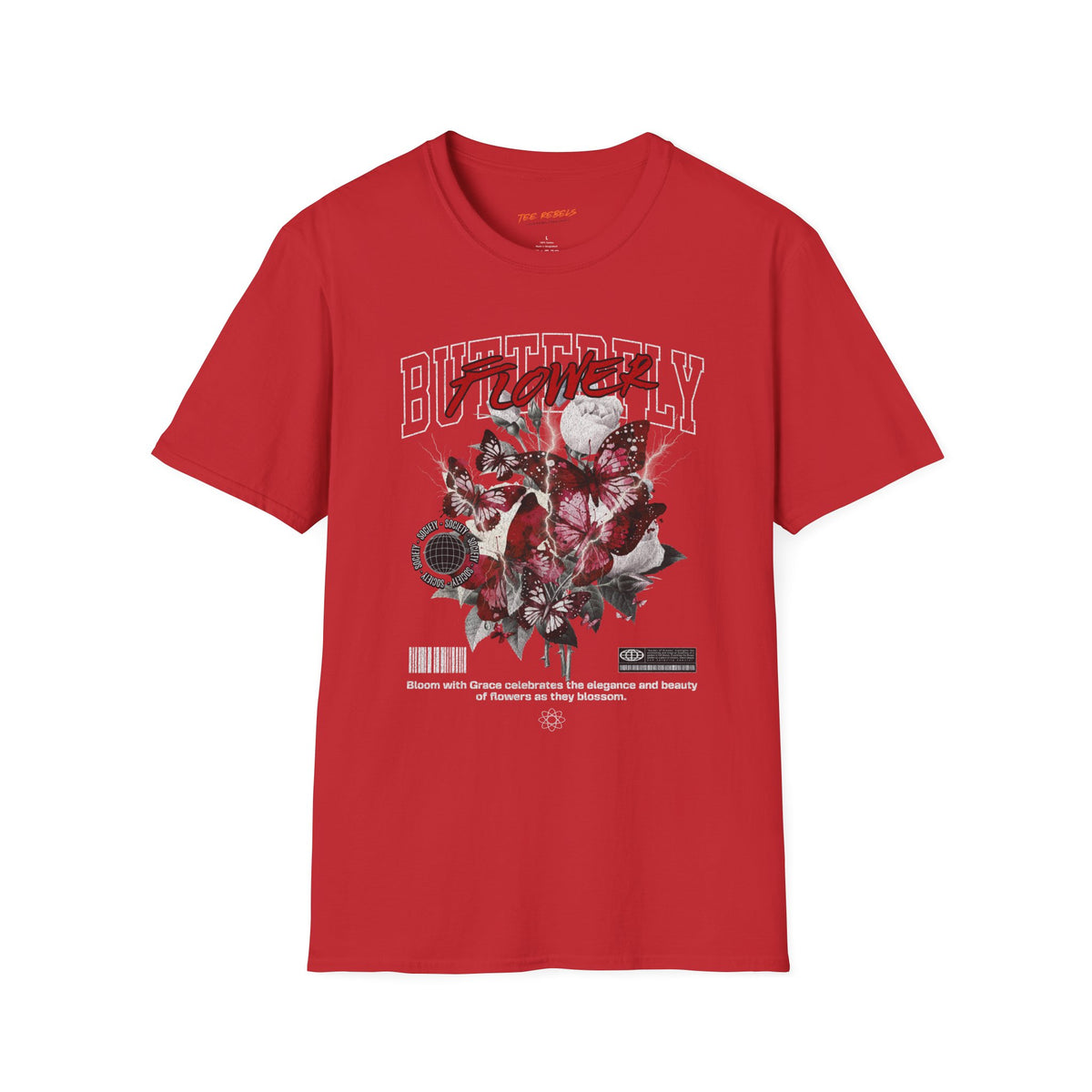 Butterfly Flower — Spread Love Rose Graphic T-Shirt