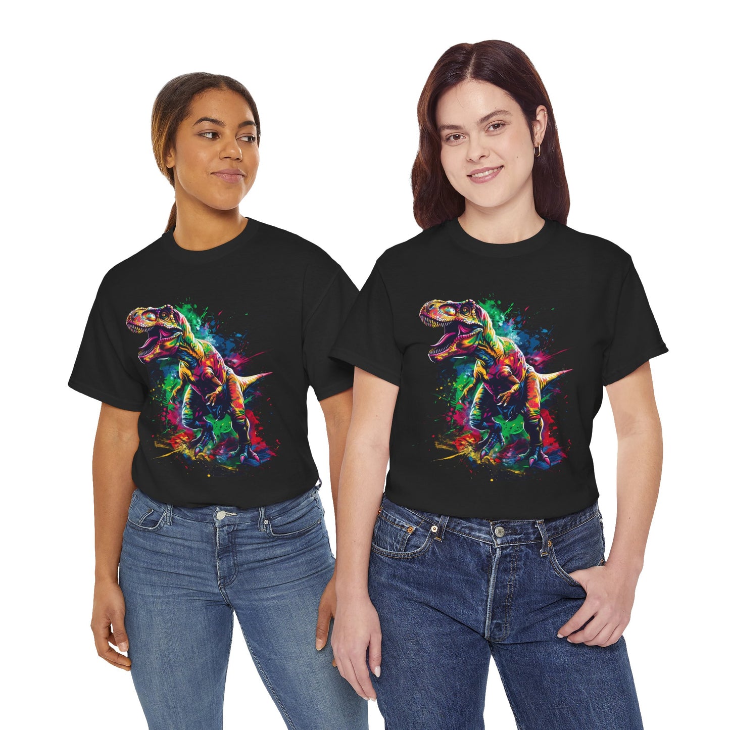 Colorful T-Rex Unisex Heavy Cotton Tee | T-Rex Rebel Frequency