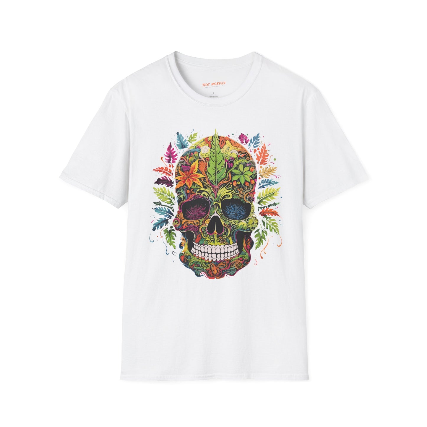 Psychedelic Skull Floral Leafy Unisex T-Shirt | Skull Rebel Frequency