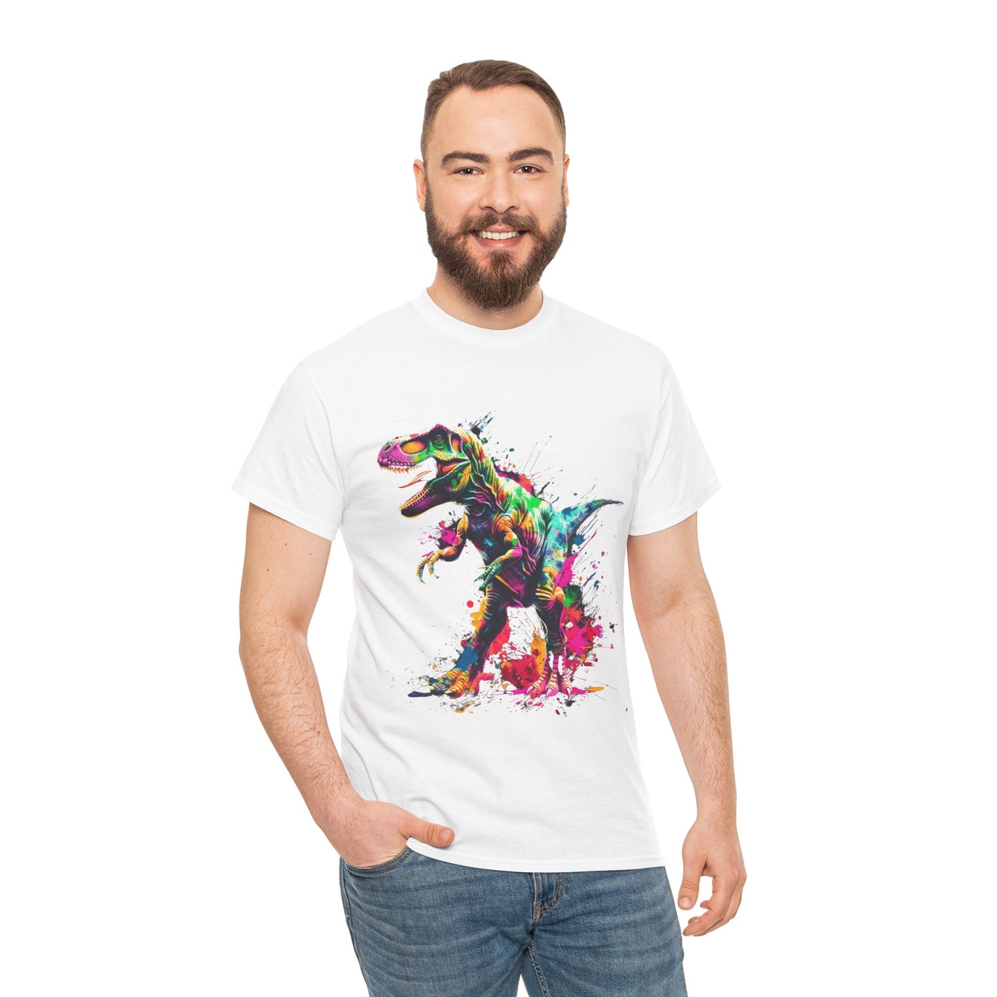 Dinosaur T-Rex Graphic Unisex Heavy Cotton Tee | T-Rex Rebel Frequency