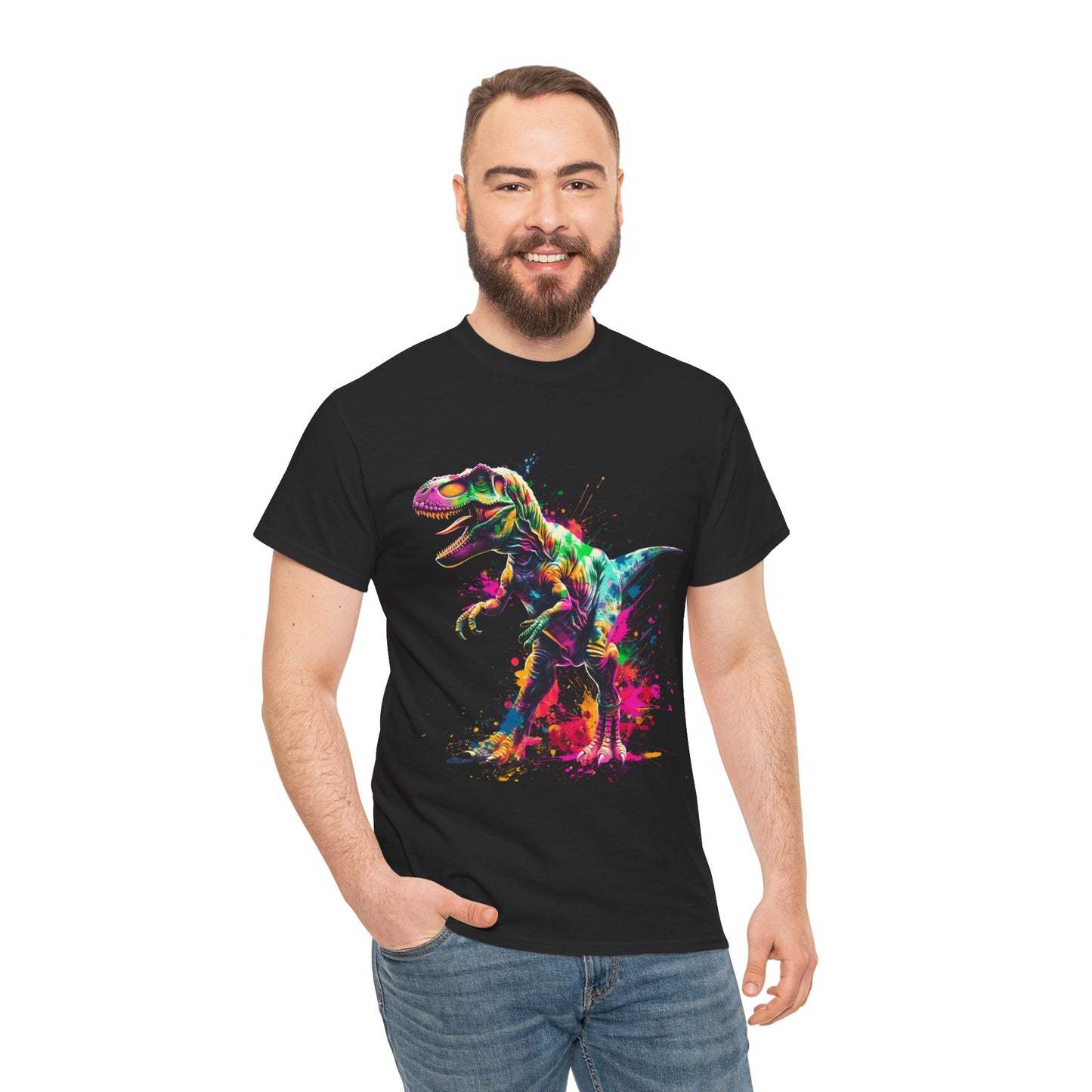 Dinosaur T-Rex Graphic Unisex Heavy Cotton Tee | T-Rex Rebel Frequency