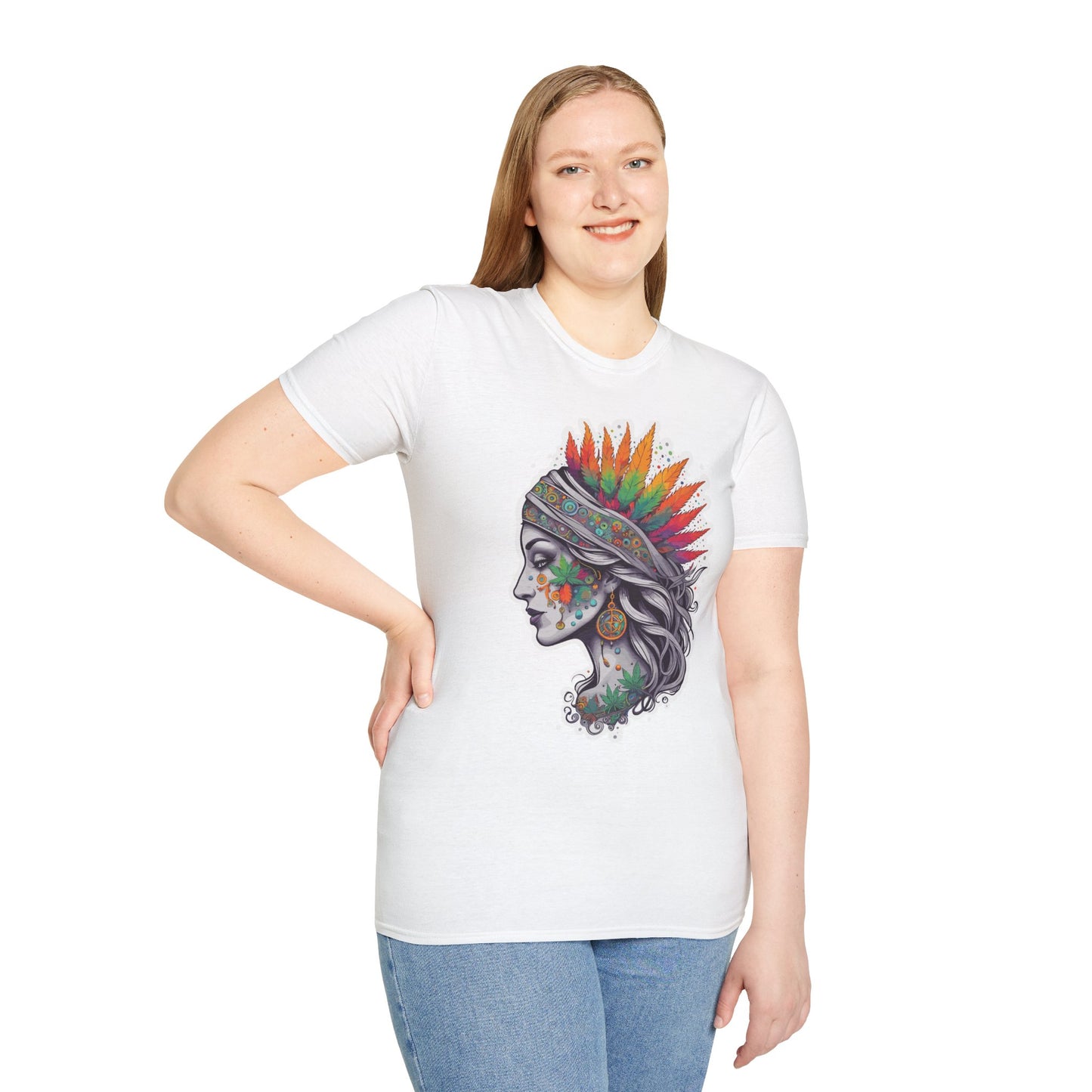 Bohemian Psychedelic Dream Lady Unisex Softstyle T-Shirt | Bohemian Rebel Frequency