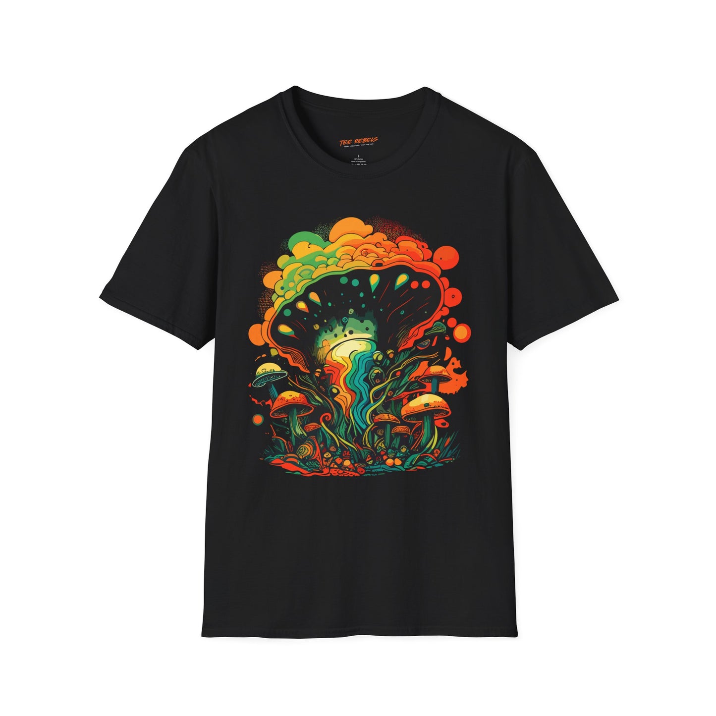 Psychedelic Mushroom Unisex Softstyle T-Shirt | Psychedelic Mush Rebel Frequency