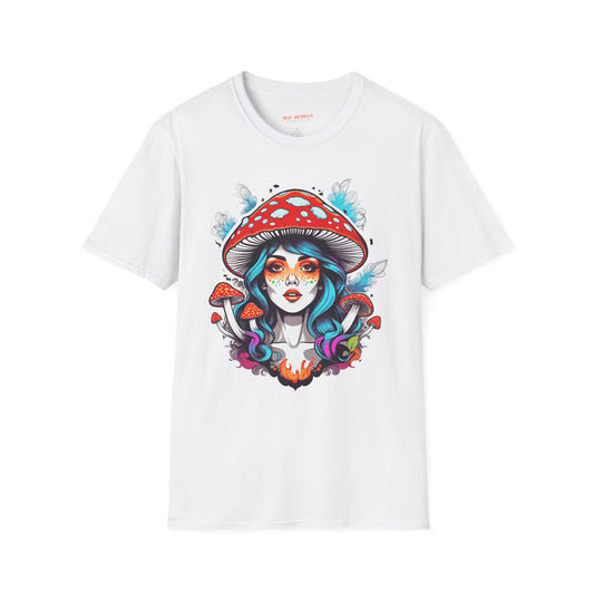 Fantasy Mushroom Lady Unisex Softstyle Tee | Mush Rebel Frequency