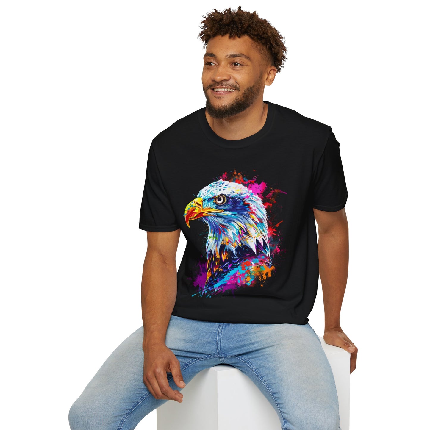 Vibrant Eagle Graphic Tee Unisex Softstyle T-Shirt | Eagle Rebel Frequency