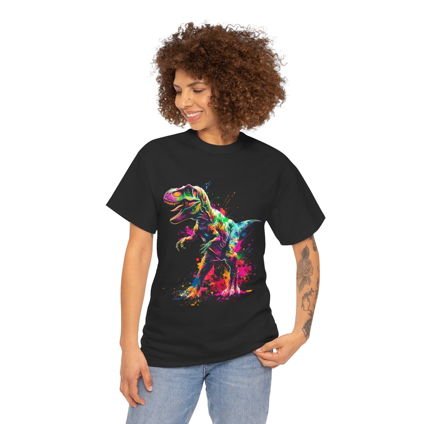 Dinosaur T-Rex Graphic Unisex Heavy Cotton Tee | T-Rex Rebel Frequency