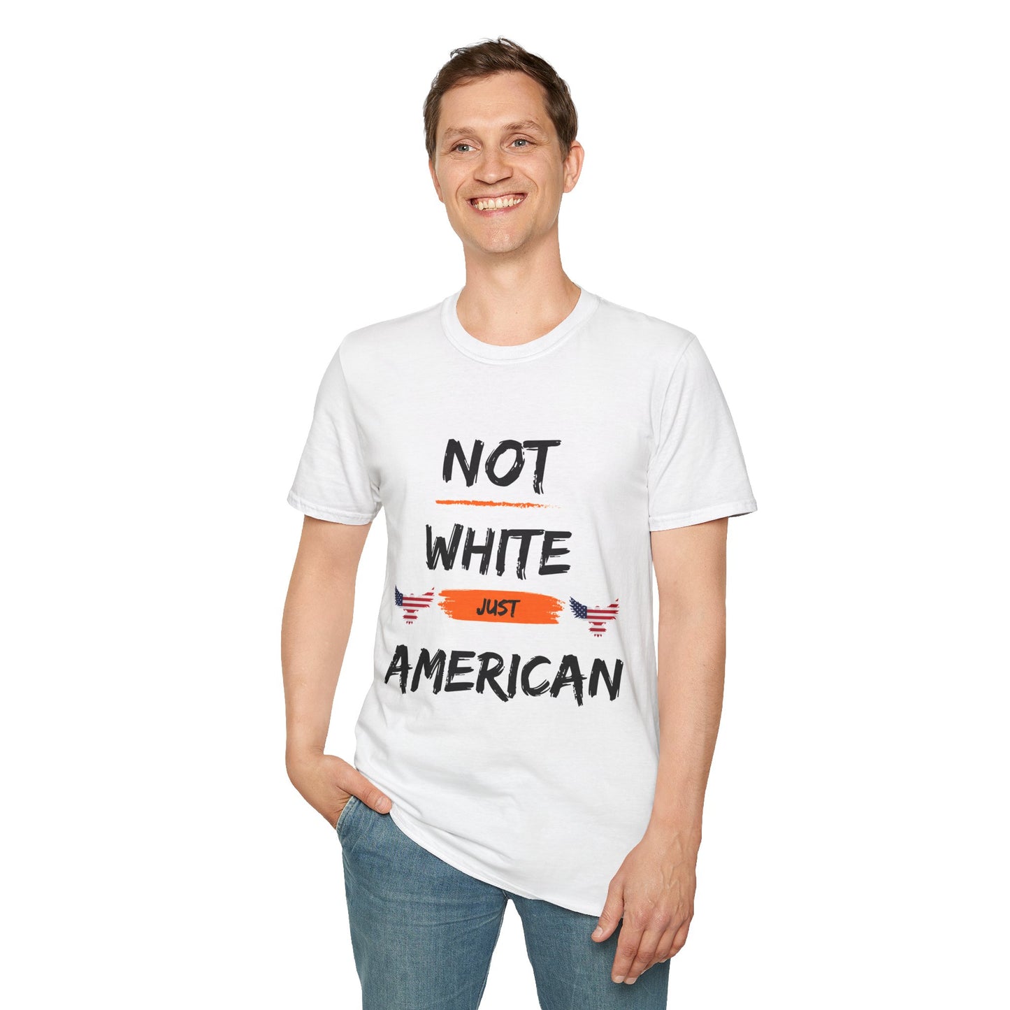 Not White Just American Unisex Softstyle T-Shirt - Identity Rebel Frequency