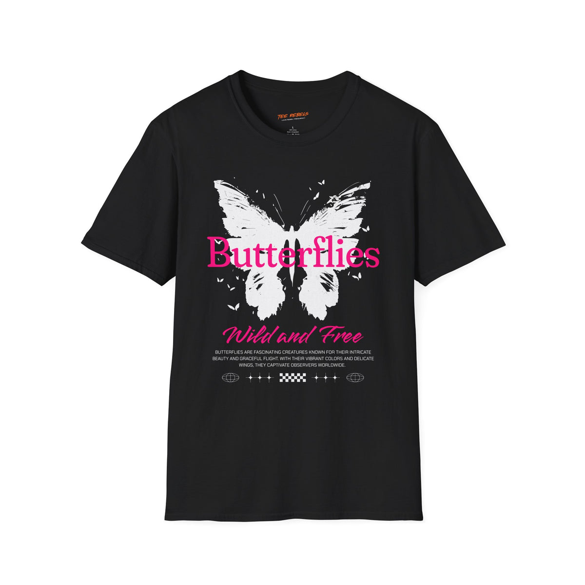 Butterflies “Wild and Free” T‑Shirt — Spread Love Rose Graphic Tee
