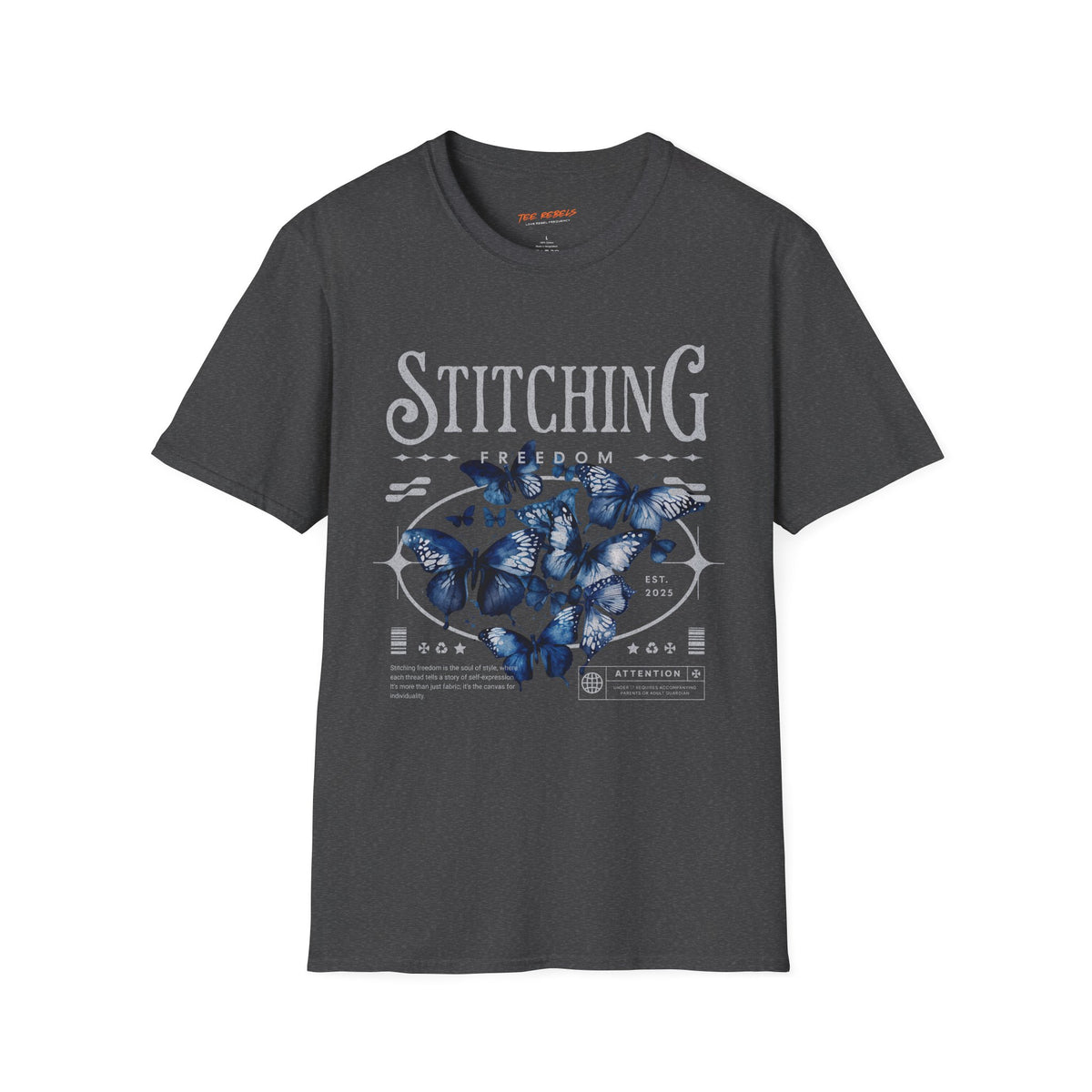Stitching Butterfly Spread Love Rose Graphic T-Shirt