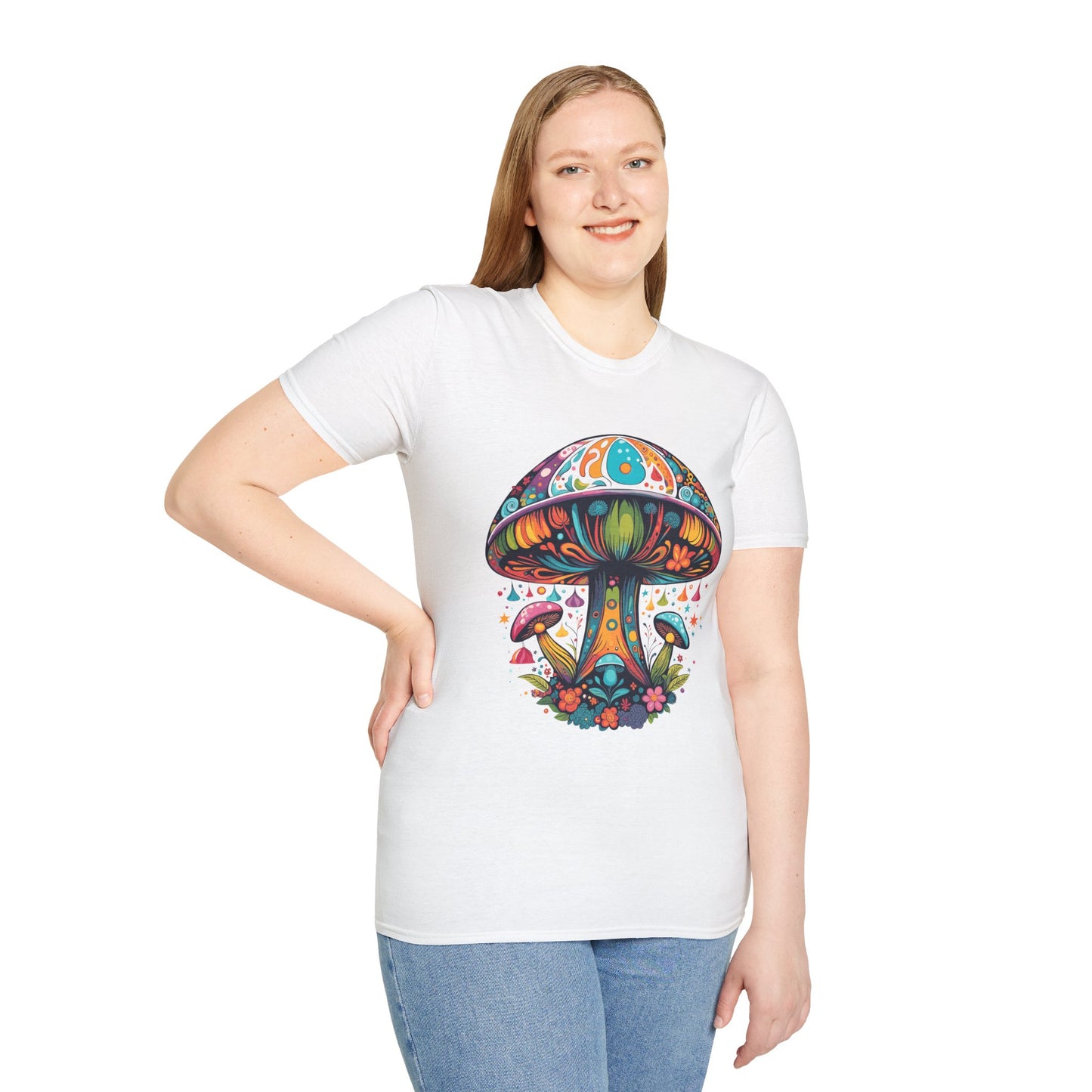 Psychedelic Mushroom Unisex Softstyle T-Shirt | Mush Rebel Frequency