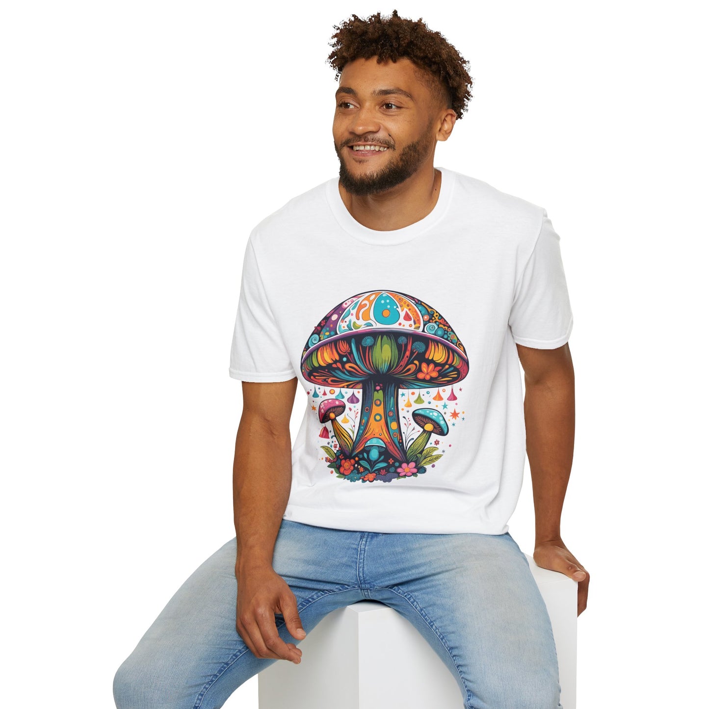 Psychedelic Mushroom Unisex Softstyle T-Shirt | Mush Rebel Frequency