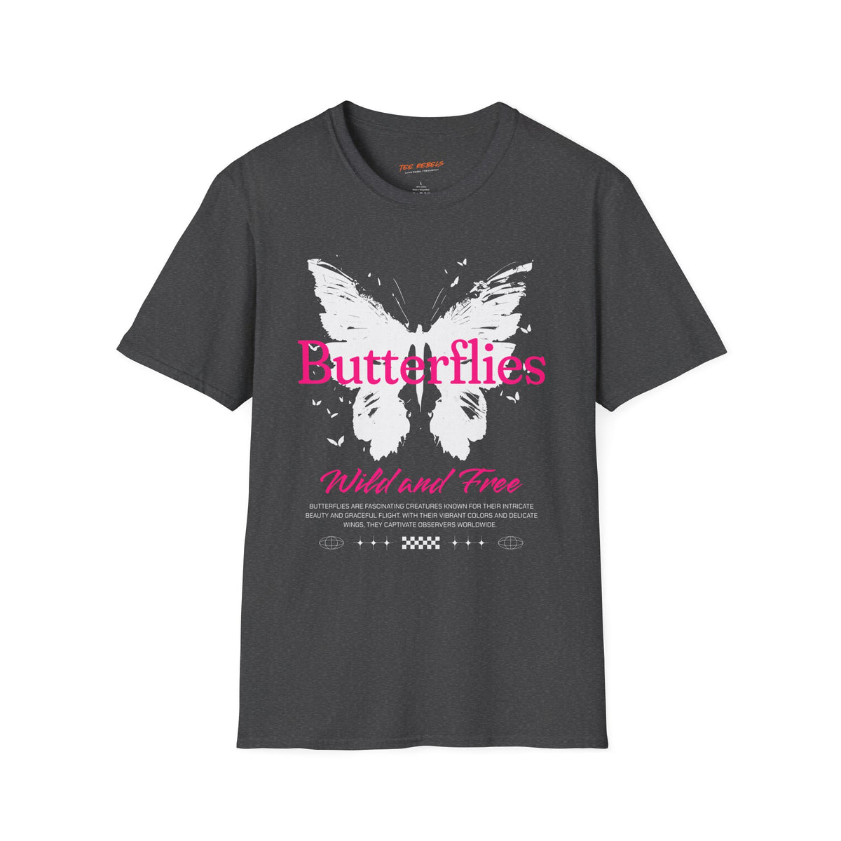 Butterflies “Wild and Free” T‑Shirt — Spread Love Rose Graphic Tee