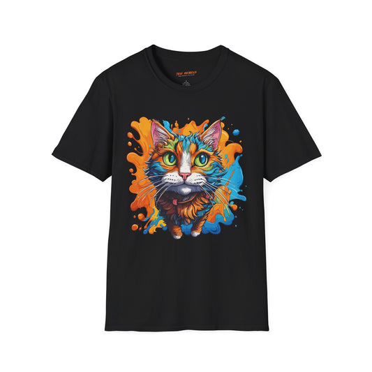 Psychedelic Colorful Cat Unisex Streetwear T-Shirt | Cat Rebel Frequency