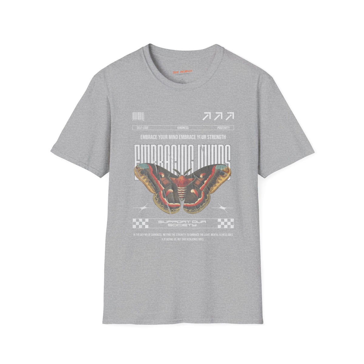 Embracing Minds Butterfly Spread Love Rose Graphic T-Shirt