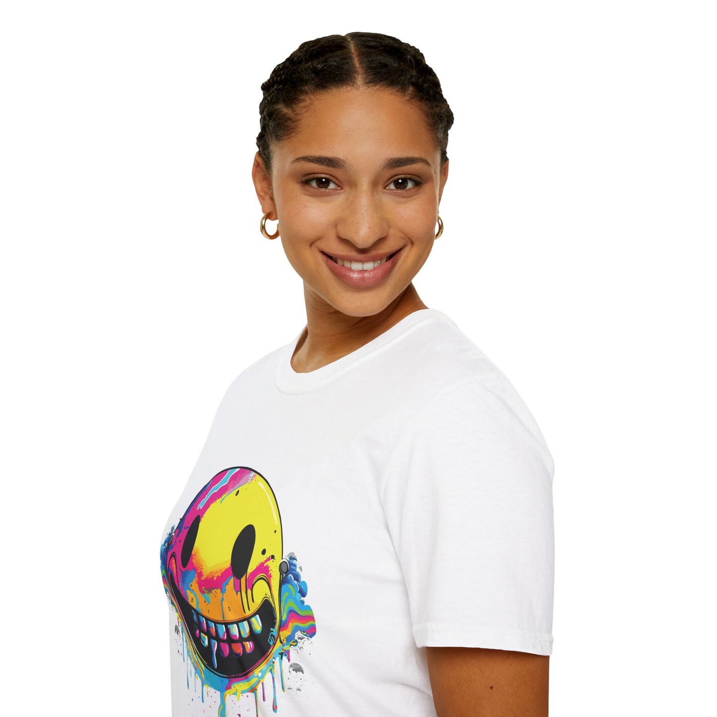 Vibrant Smiley Graphic Unisex Softstyle T-Shirt | Smile Rebel Frequency