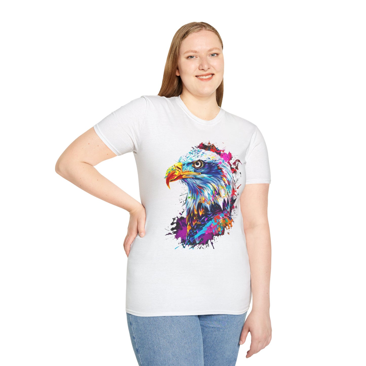 Vibrant Eagle Graphic Tee Unisex Softstyle T-Shirt | Eagle Rebel Frequency