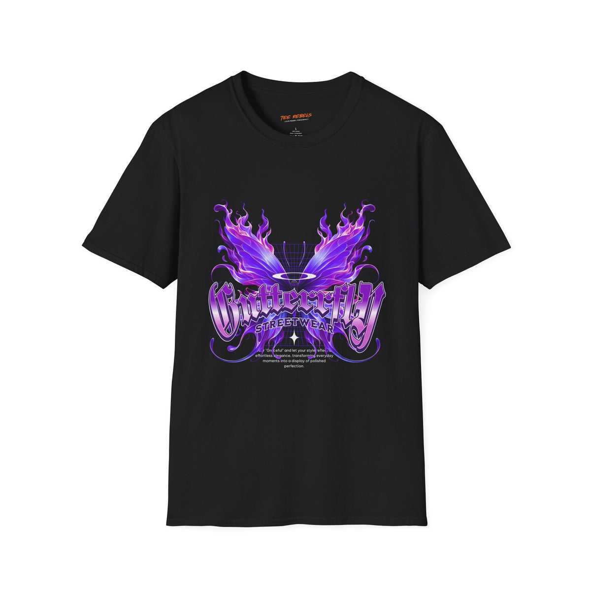 Butterfly Streetwear Graphic T-Shirt — Purple Flame & Spread Love Rose